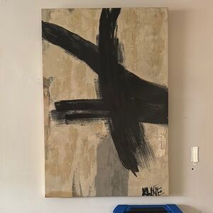 Dynamic Black and Tan Abstract Painting Franz Kline